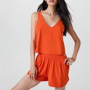 Vuori Villa Textured Crop Tank Bright Poppy Size Small